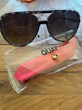 Quay Australia Tortoiseshell Aviator Sunglasses with Brown Lenses